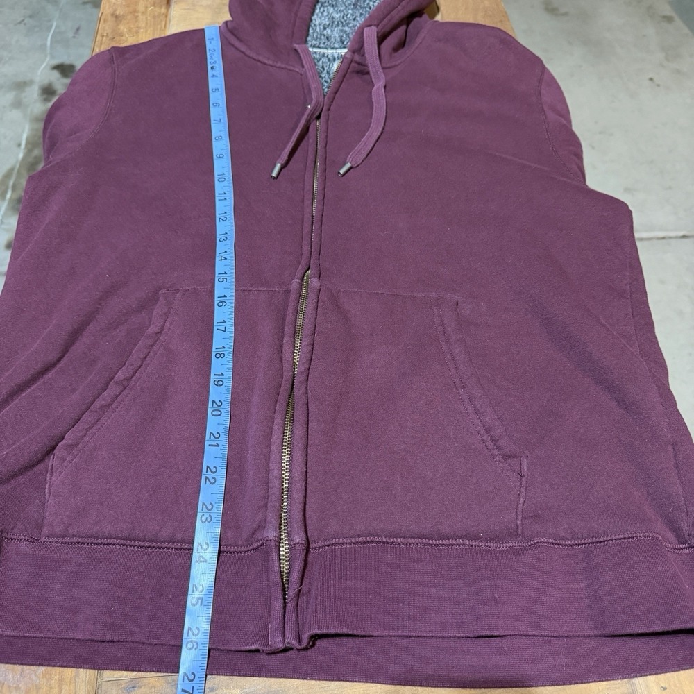 Lands End Serious Sweats Hoodie Mens L Large Full Zip Sherpa Lined Burgundy - Picture 7 of 8